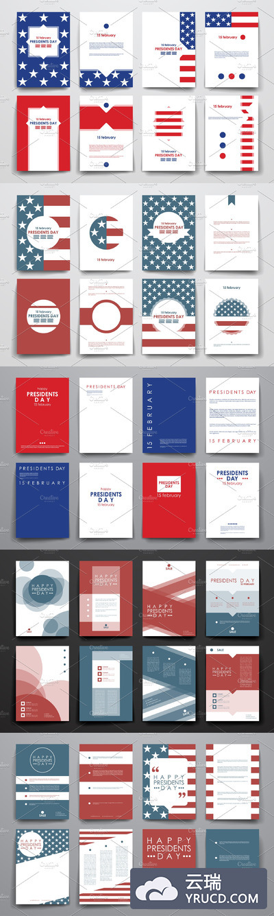 美国总统日元素 President's Day brochures