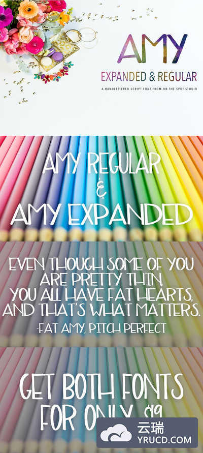 漂亮的手写英文字体 Amy Regular & Expanded