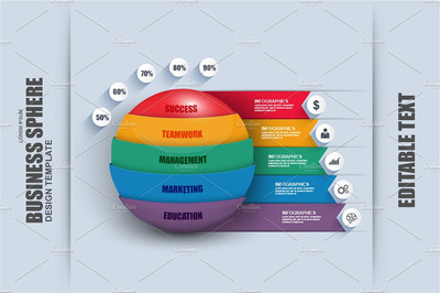 商业3D信息数据展示图表素材 Business 3D Sphere Infographic