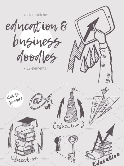 教育和商业涂鸦素材 Education and business doodles