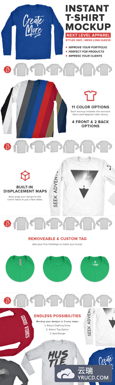 长袖T恤纹样设计样机模型 Next Level Long Sleeve Shirt Mockup