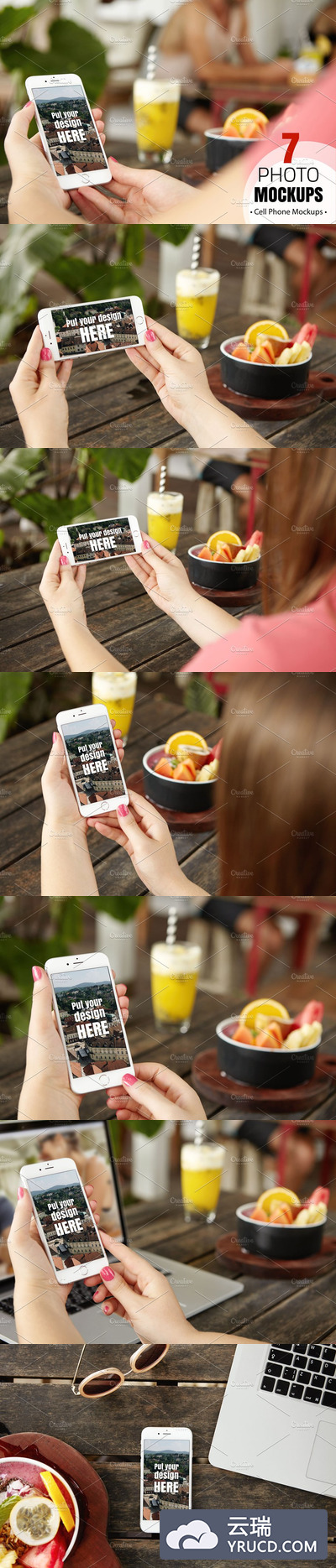 餐厅场所的iPhone 样机模型 iPhone Mockups