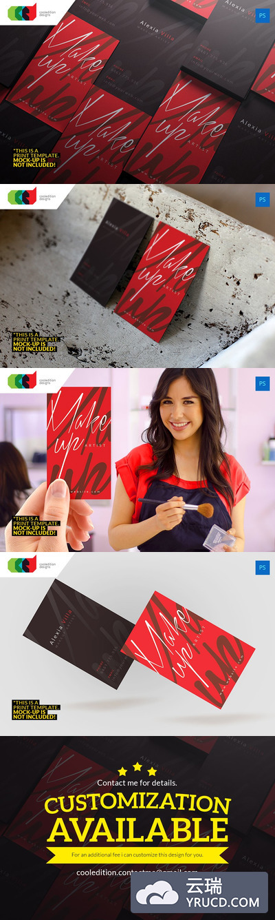 特别时尚的化妆师名片模板 Makeup Artist - Business Card 53