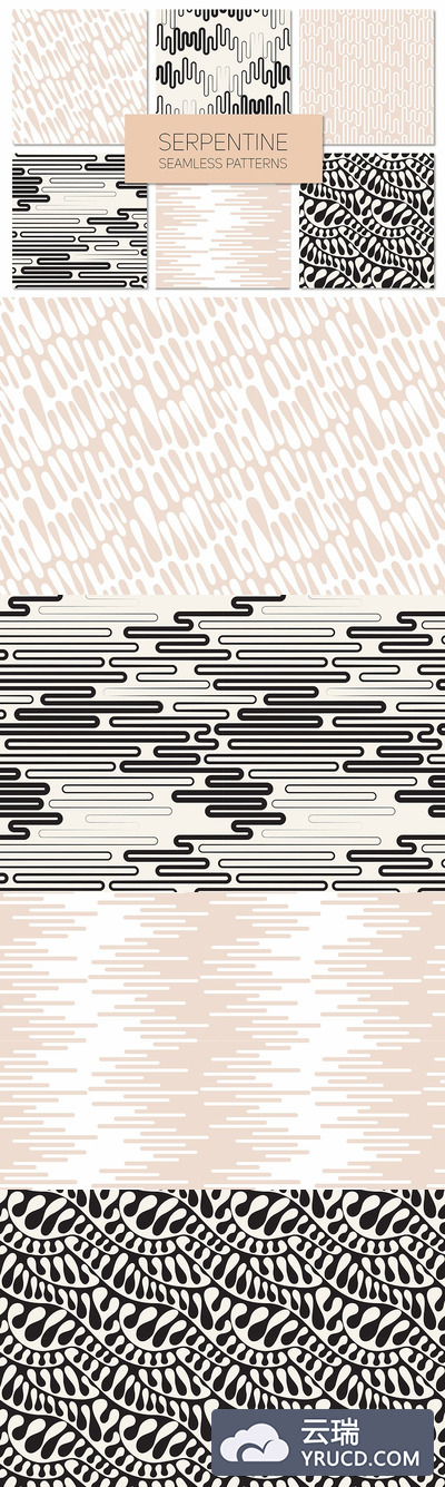 蛇纹石无缝背景纹理素材 Serpentine Seamless Patterns Set