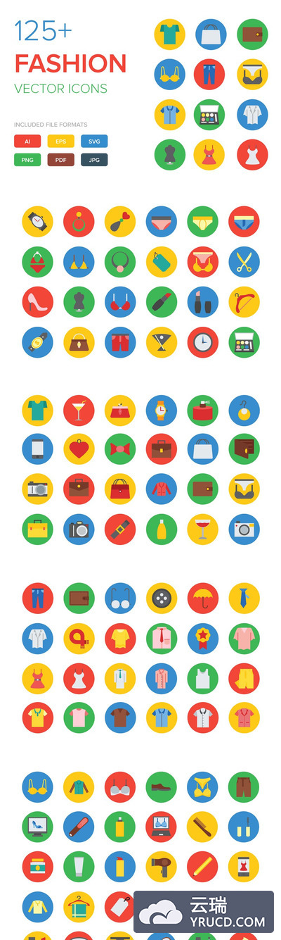 125+时尚的矢量图标 125+ Fashion Vector Icons