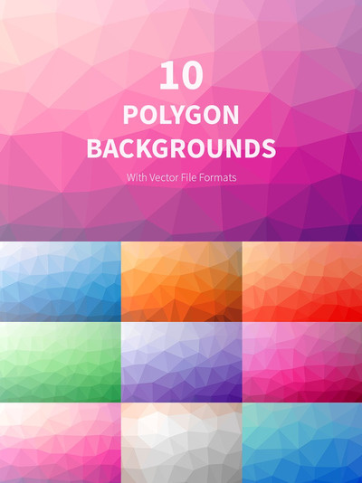 10个多边形矢量背景纹理素材 10 Polygon Backgrounds in Vector