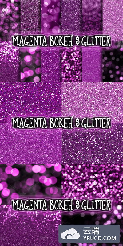 洋红色散景＆闪光背景 Magenta Bokeh & Glitter Backgrounds