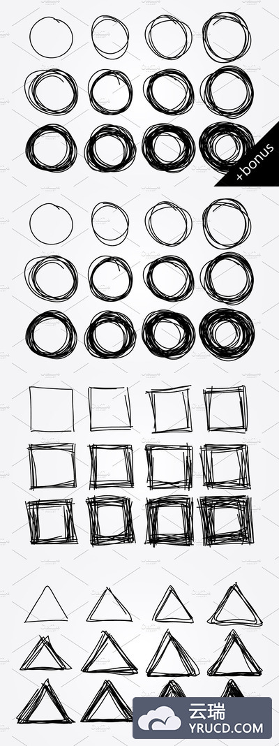 手绘圈圈素材 hand drawn doodle circles + bonus