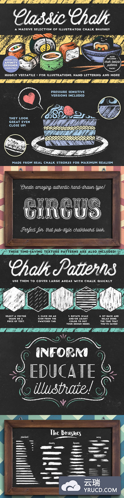 经典的粉笔笔刷纹理 Classic Chalk - Brushes + Patterns