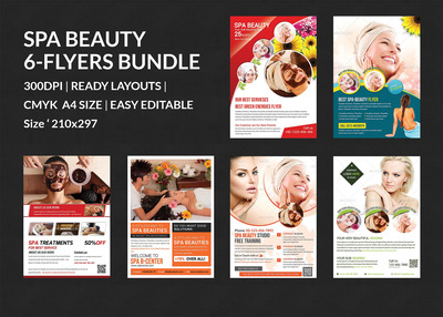 美丽SPA海报模板 Spa & Beauty Flyers Bundle