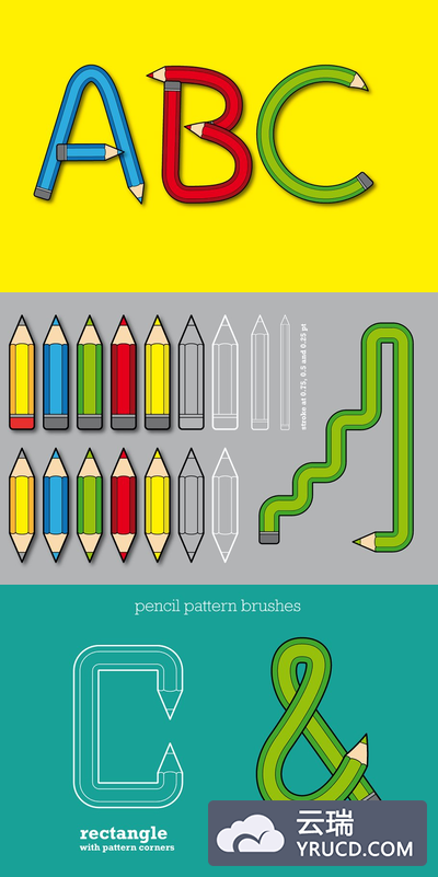 铅笔图形的笔刷 Pencil Pattern Brushes