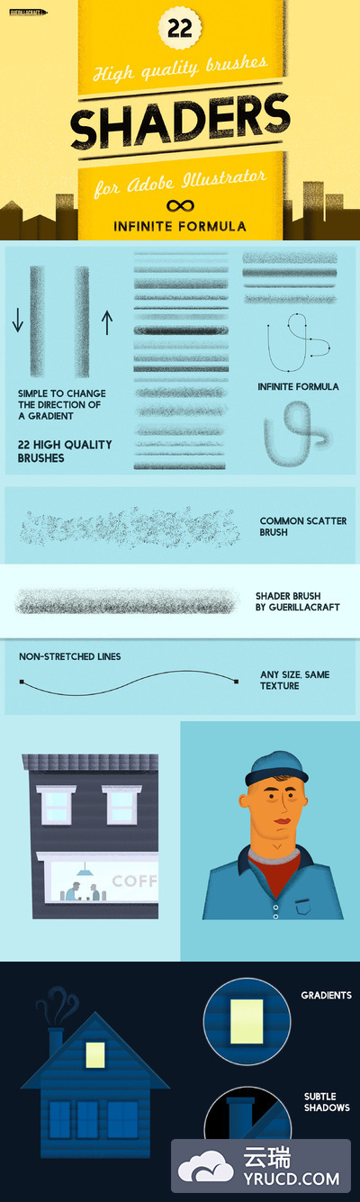 PS背景纹理笔刷 Shaders brushes by Guerillacraft