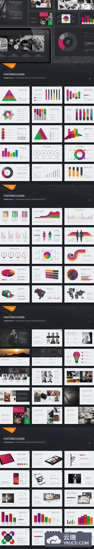 高端时尚多用途的创意powerpoint幻灯片演示模板（ppt）