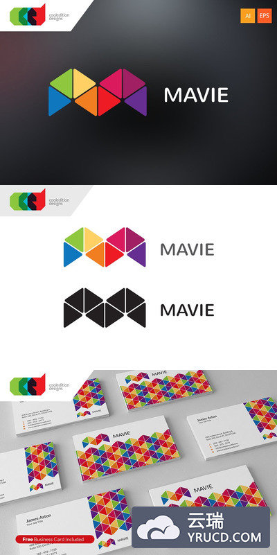 有趣的多彩LOGO模板 Mavie - Logo Template + Free BC