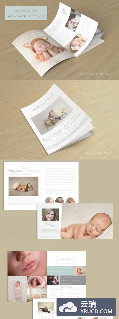新生儿照片杂志画册 Newborn Photography Magazine Templat