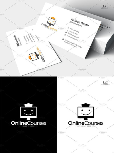 在线培训相关的LOGO模板 Online Courses Logo