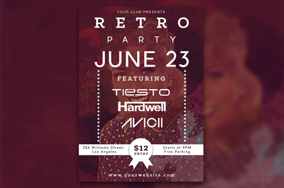 怀旧的派对主题海报模板 Retro Party Flyer