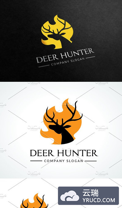 鹿主题的奢华LOGO模板 Deer Hunter