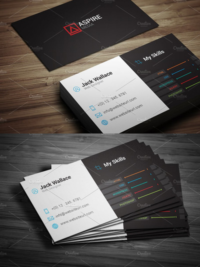 有设计技巧的商业模板模板 Skills Business Card - Freelancer