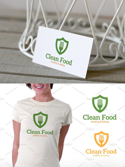 干净简单的餐饮LOGO模板 Clean Food