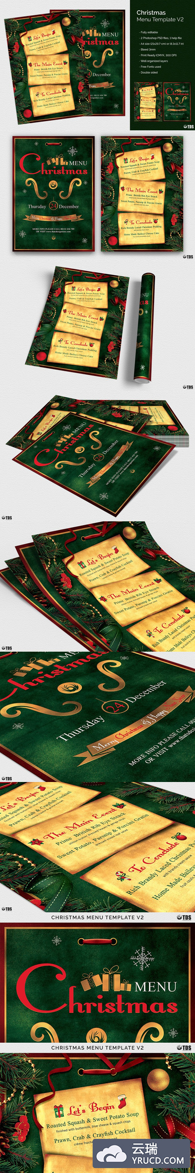 圣诞节主推菜单模板 Christmas Menu PSD V2