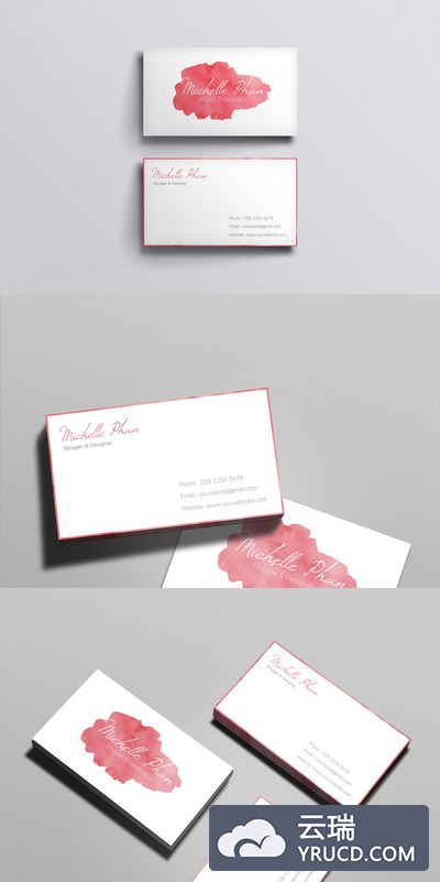水彩商业名片模板 Watercolor business card template