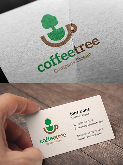 咖啡和树的LOGO模板 Coffee Tree Logo