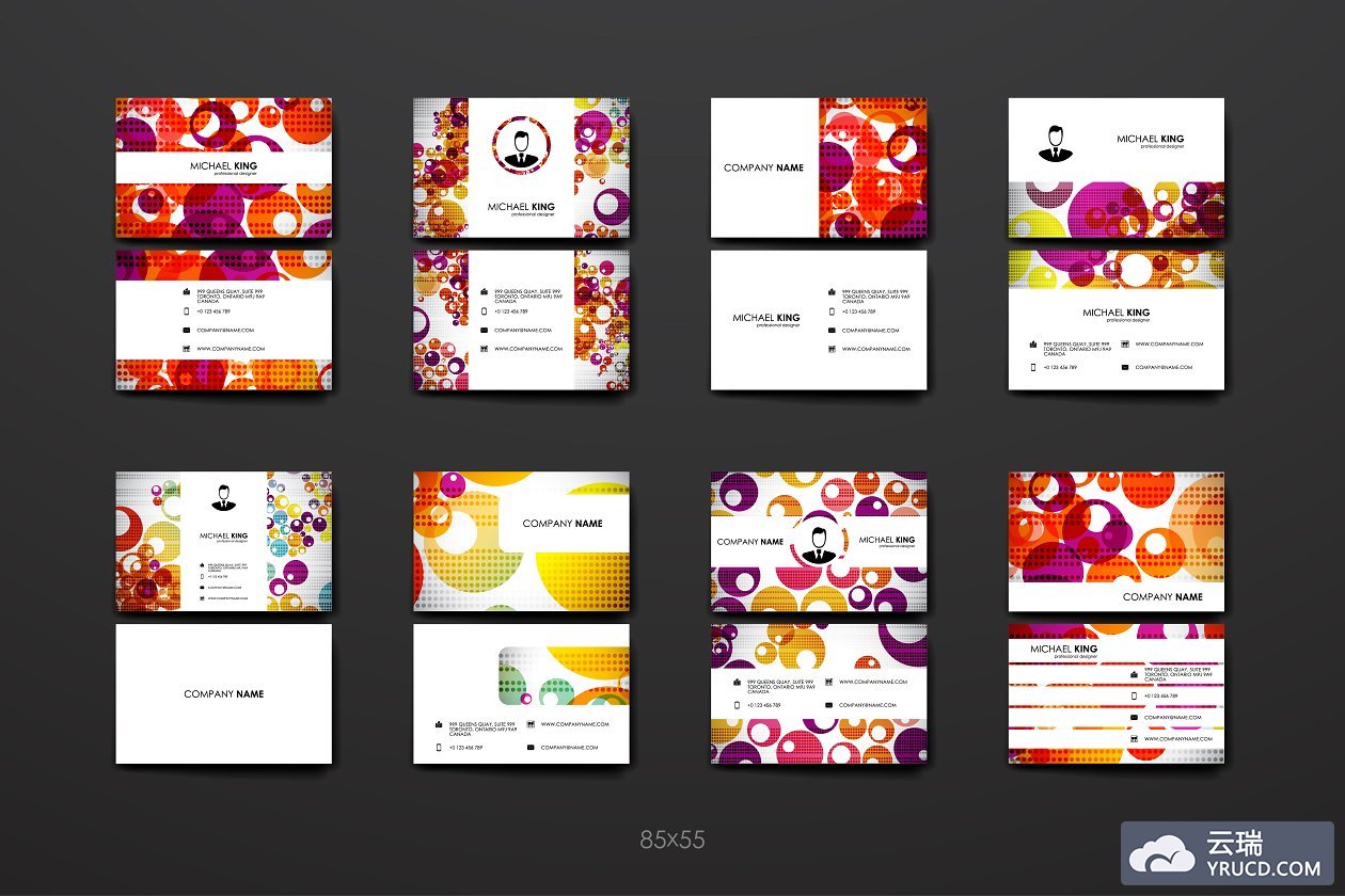 多彩的多边形商业卡片名片 Colourful Business Card Templates