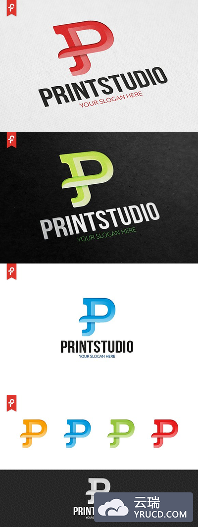 P为创意的LOGO设计模板 Print Studio Logo