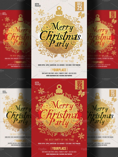 圣诞节聚会海报模板 Christmas Party Flyer Template