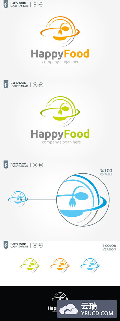 快乐美食品牌LOGO模板 Happy Food Logo