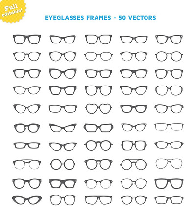 50种眼镜图形LOGO模板 Eyeglasses Frames - 50 Vectors