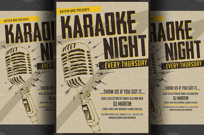 K歌之夜主题海报传单模板 Karaoke Night Flyer/Poster Template