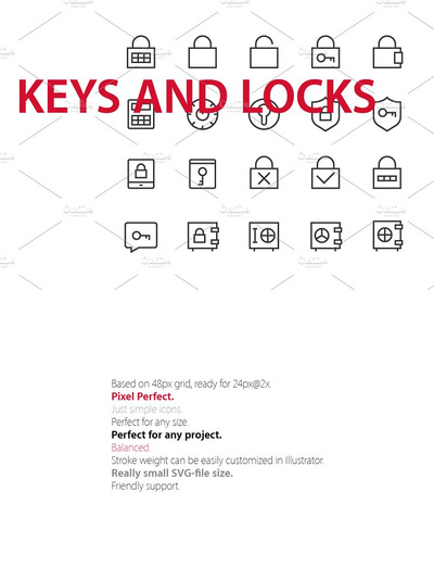 20个锁相关的图标套装 20 Keys and Locks UI icons