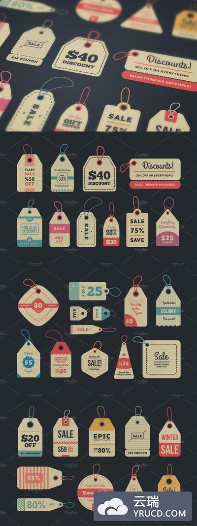 32个经典的销售标签 32 Vintage Sale Tags