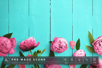 花卉广告场景样机 Floral Peonies Mockup Scene #015