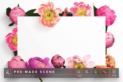 花卉框架展示样机 Floral Peonies Mockup Scene #010