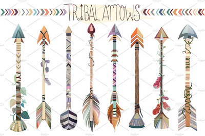 特别的装饰的箭图形素材 Tribal Arrows Vector PNG, & JPG Set