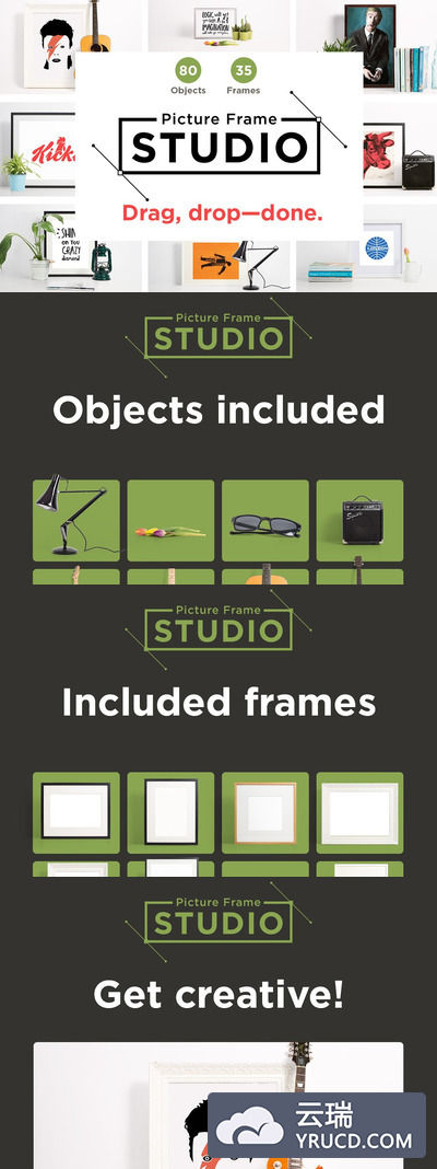 时尚的画框相框室内场景样机 Picture Frame Studio mockup creator