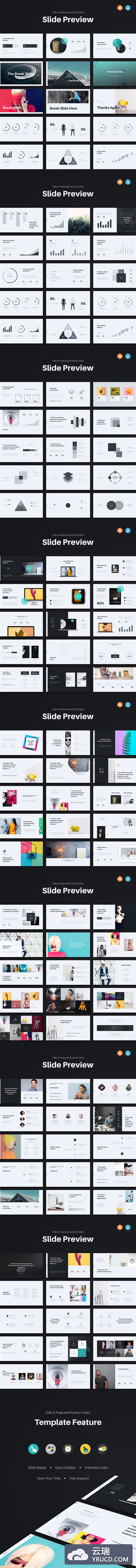 KEY | 主题演讲演示模板现代色彩精彩动画120多张幻灯片矢量图标