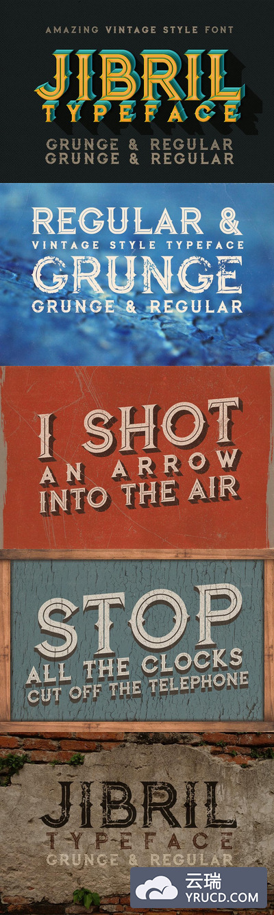 4种经典的英文字体 Jibril - 4 Vintage Style Fonts