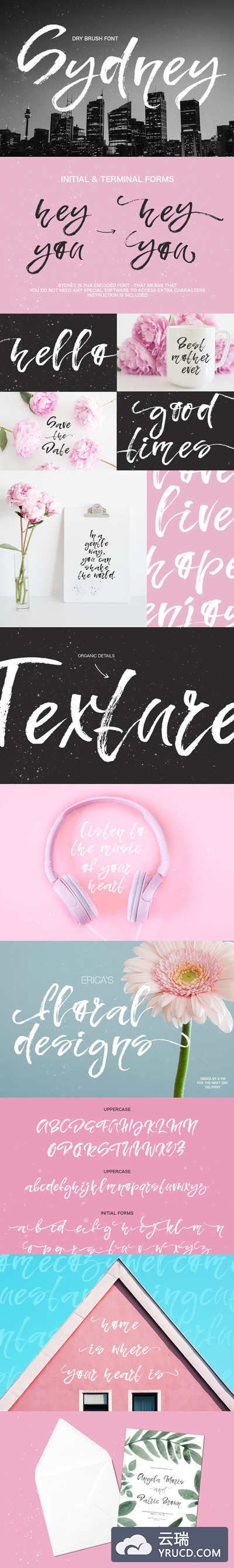 大笔刷手绘字体 Sydney - dry brush font