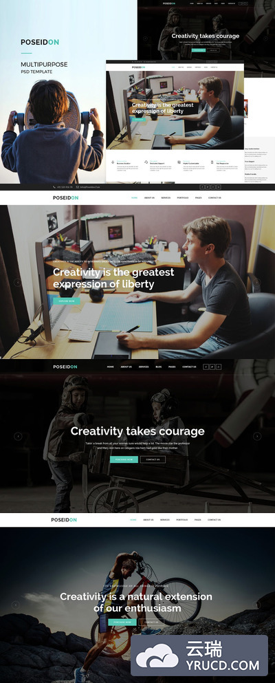多用途的时尚高端简约网站设计模板