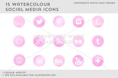 水彩社交媒体图标 Watercolour social media icons