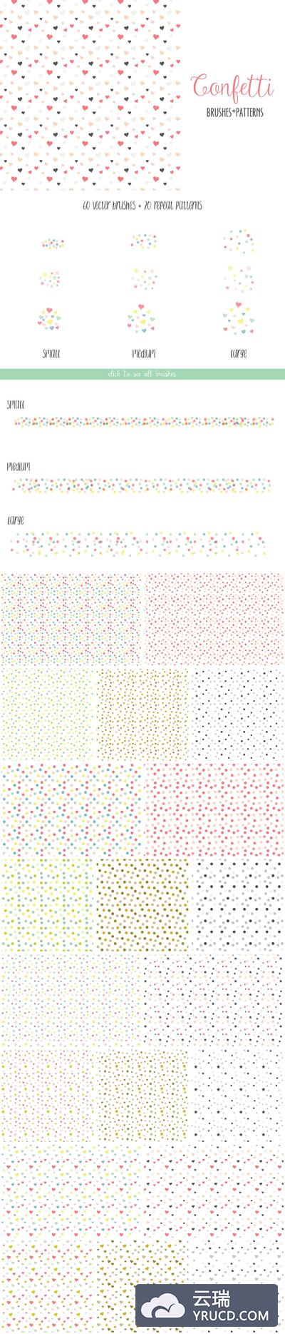 爱心点状图案画笔 Confetti Scatter Brushes & Patterns