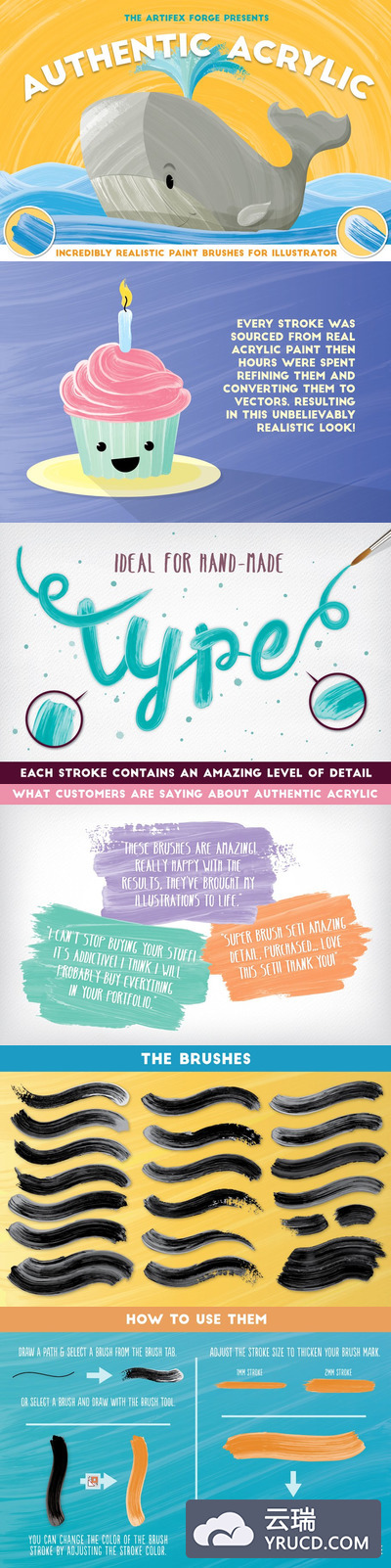 亚克力效果的笔刷 Authentic Acrylic Brushes