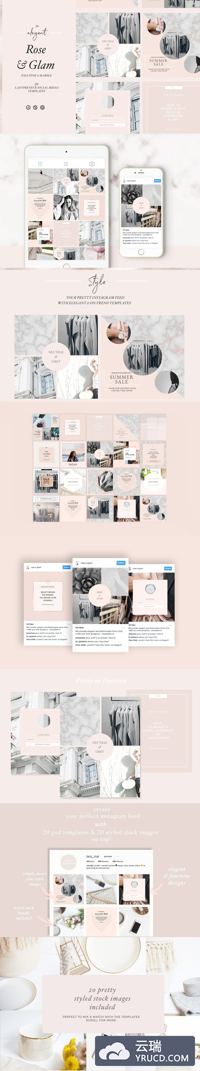 女性设计媒体广告模板 Feminine Social Media Templates