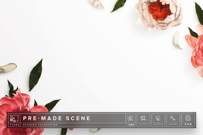 花卉广告场景模板 Floral Peonies Mockup Scene #009