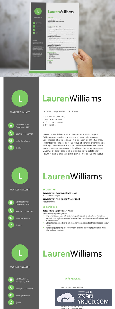 绿色的简历模板 Green resume template for Word