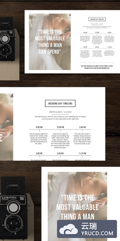 婚礼时间线排版样式 Wedding Timeline Magazine Style